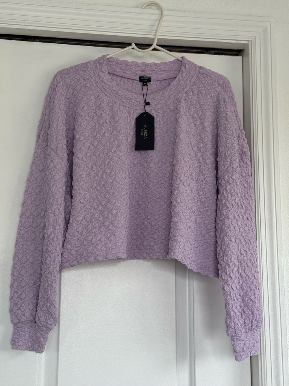 A New Day Lavender Textured Cropped Crewneck Sweatshirt - A New Day